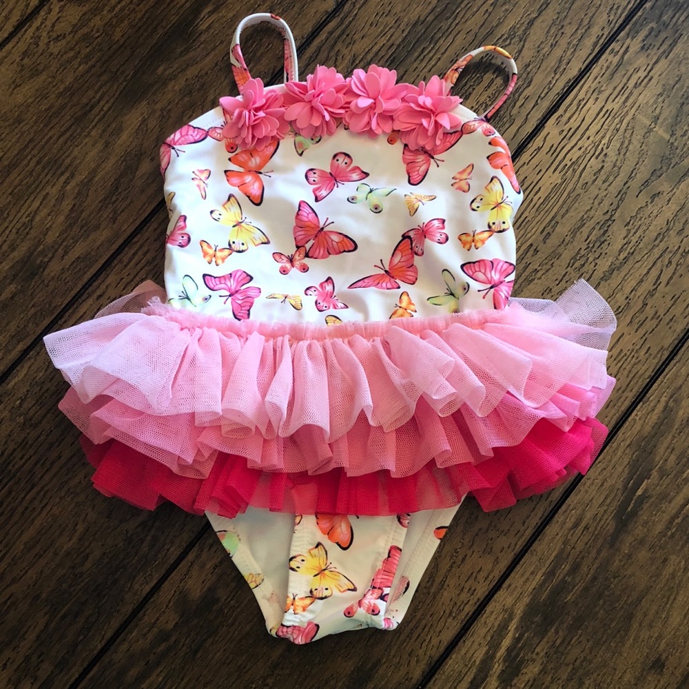 Butterfly print tutu swimsuit /bathing suit